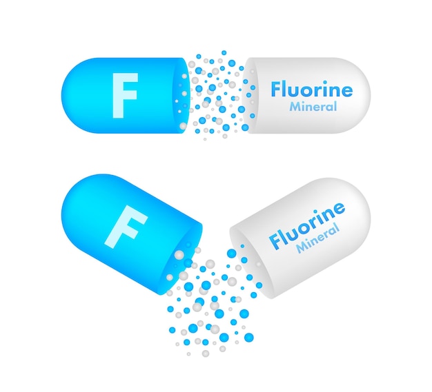 F fluorine for healthcare design Vitamin complex Healthcare concept Food concept Organic food