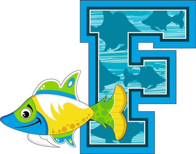 F is for Fish Alphabet Learning Educational Illustration