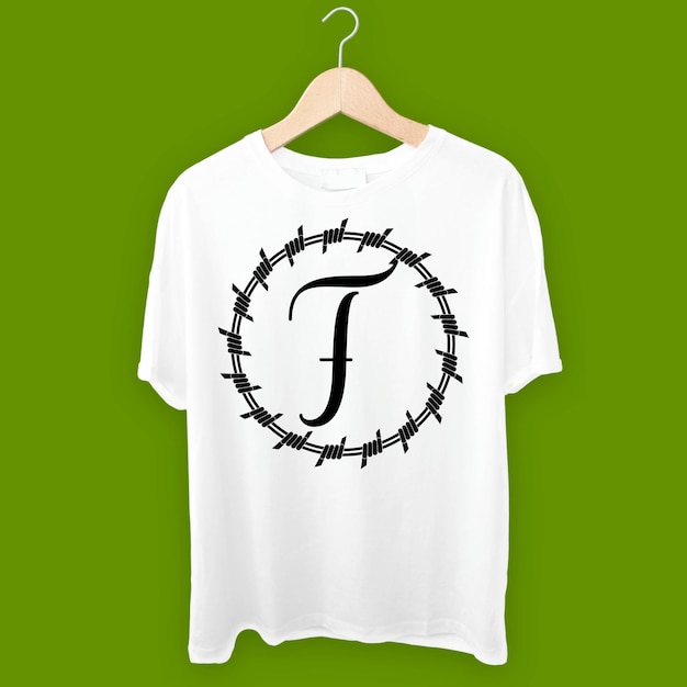 F isolated opened white tshirt