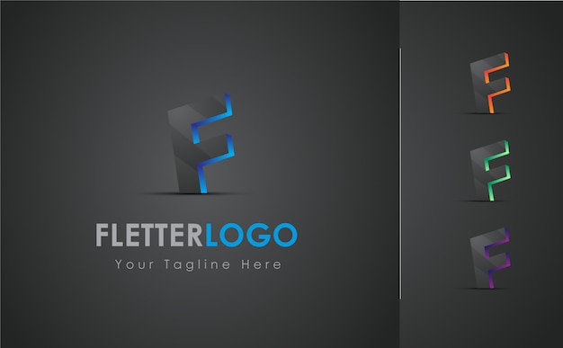 F letter 3D logo design set