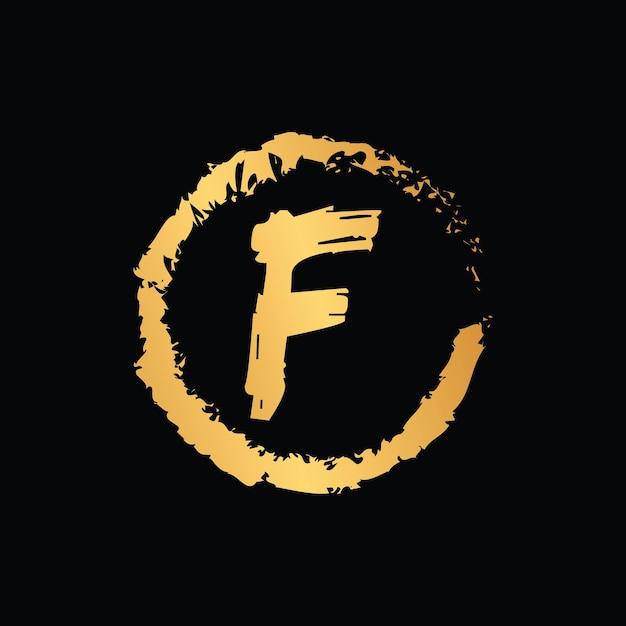 F letter in circle shape luxury gold color monogram design vector eps