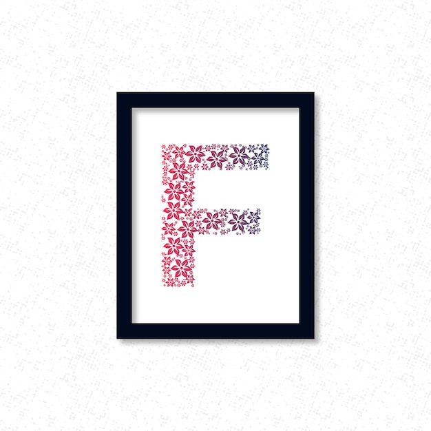 F Letter Flower Design With Frame