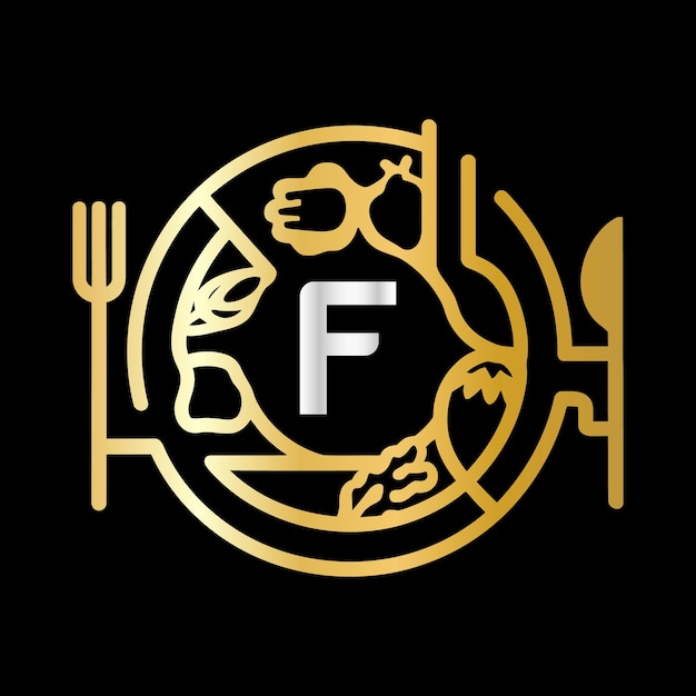 F Letter Monogram design food service vector logo design template