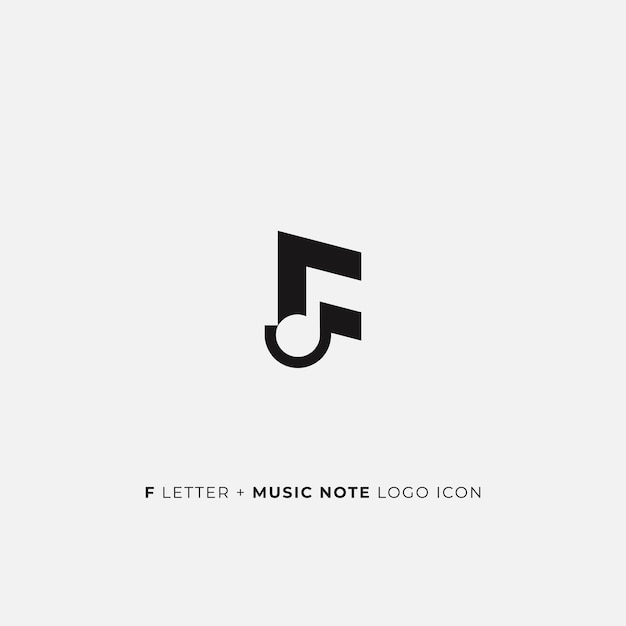 F letter with negative space music note sign logo icon