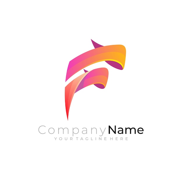 F logo Letter F logo and colorful style company icons