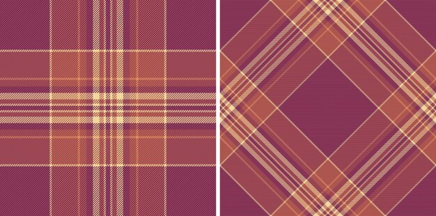 Fabric check vector of texture plaid textile with a pattern background seamless tartan set in sunset colors