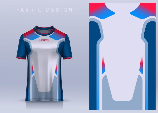 Fabric textile design for sport tshirt soccer jersey mockup for football club uniform front view