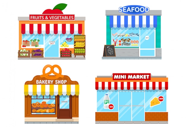 Facades of mini stores