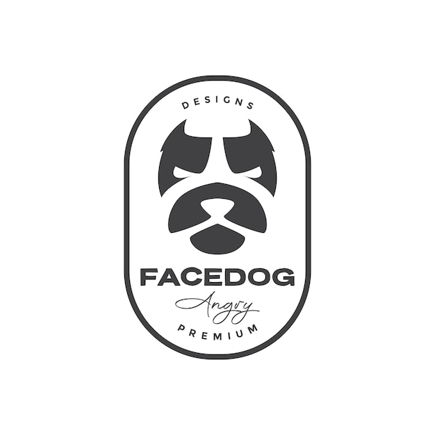 Face badge bulldog angry logo design vector graphic symbol icon illustration creative idea