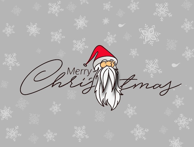 Face of christmas character Santa Claus, Cartoon style Santa Claus Design. Merry Christmas Text - Vector illustration