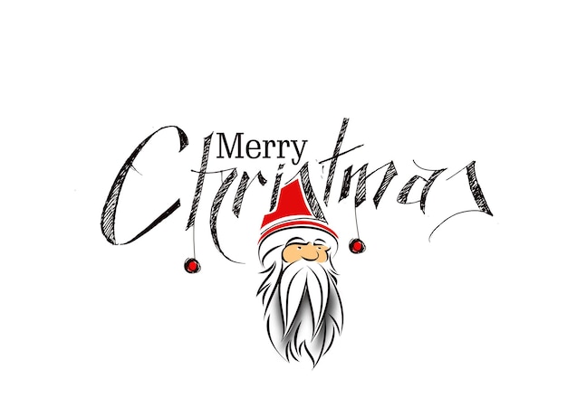 Face of christmas character Santa Claus, Cartoon style Santa Claus Design. Merry Christmas Text - Vector illustration