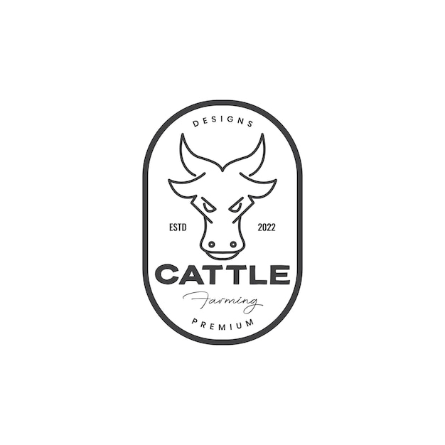 Face cow lines cattle badge logo design