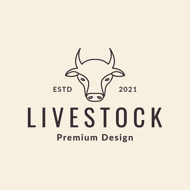 Face cow livestock hipster logo design vector graphic symbol icon sign illustration creative idea