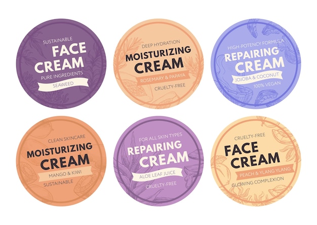 Face cream package set with hand drawn elements