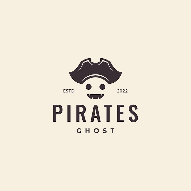 Face cute ghost with pirate hat logo design