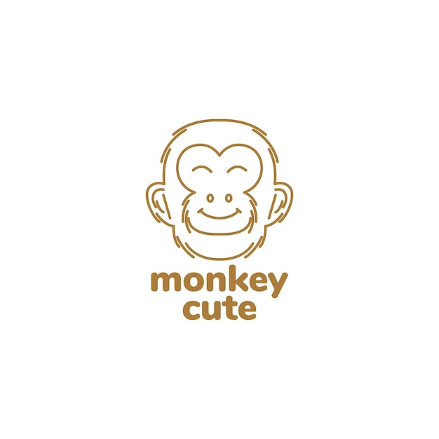 Face cute smile ape monkey logo design