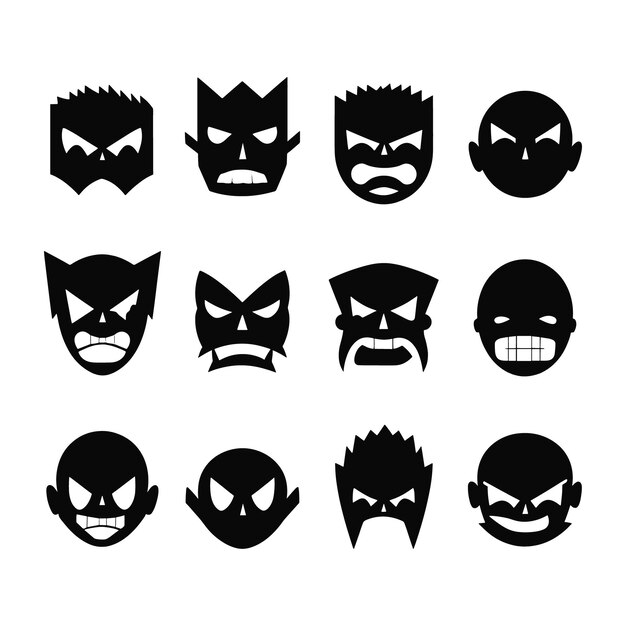 Face emotion icon silhouette vector EPS editable file