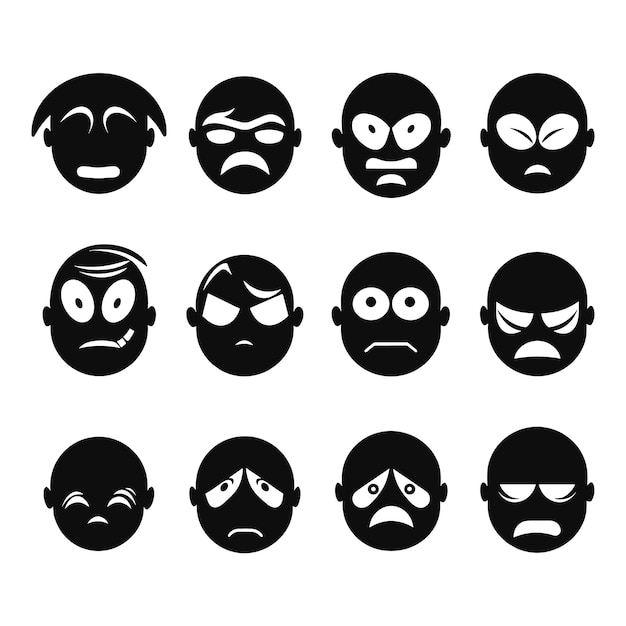 Face emotion icon silhouette vector EPS editable file