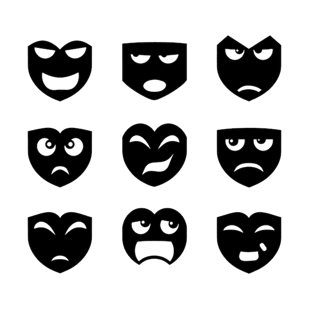 Face emotion icon silhouette vector EPS editable file