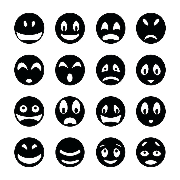 Face emotion icon silhouette vector EPS editable file