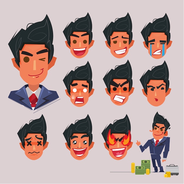 Face emotional of businessman. character design