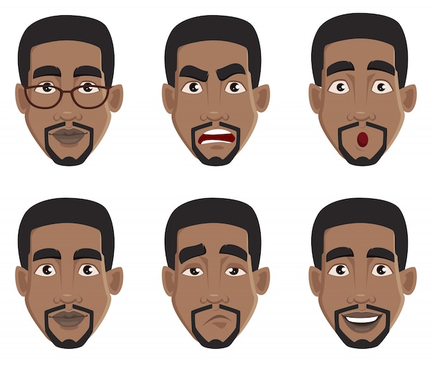 Face expressions of African American man