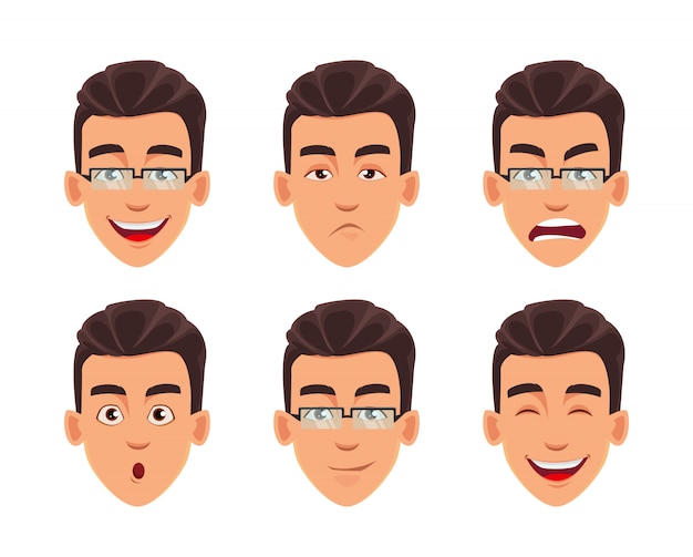 Face expressions of business man