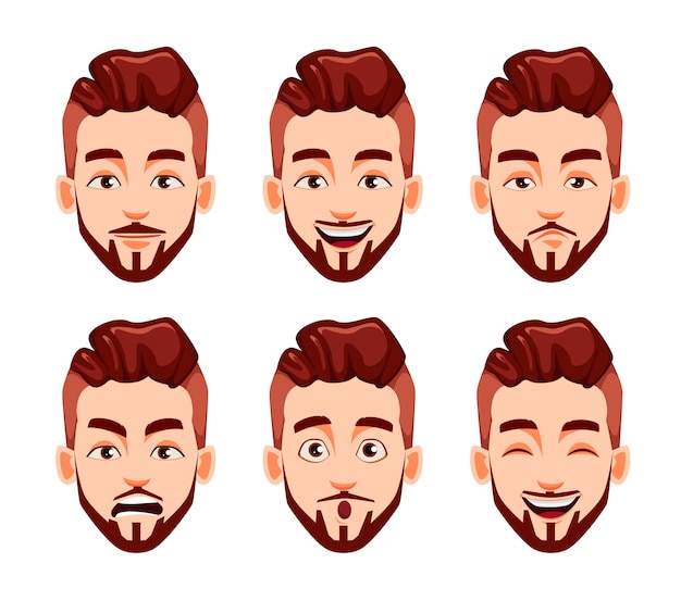 Face expressions of stylish modern young man