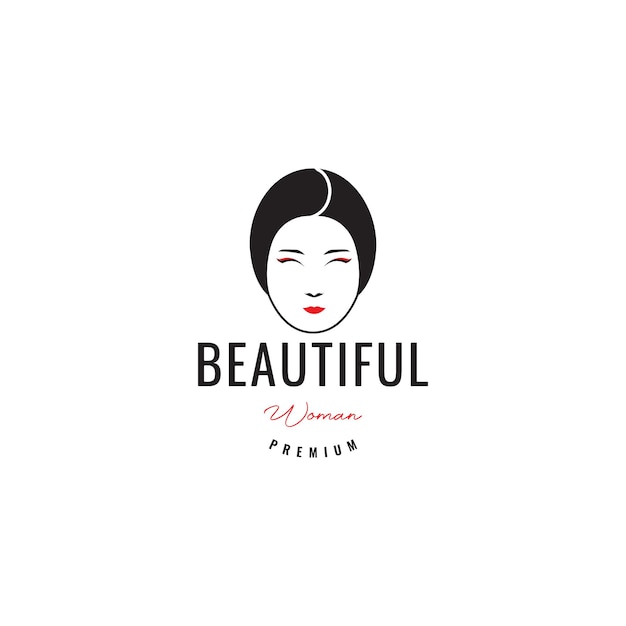 Face female with neat short hair logo design