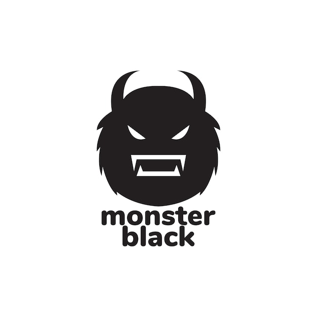 Face flat black monster angry logo design vector graphic symbol icon sign illustration creative idea