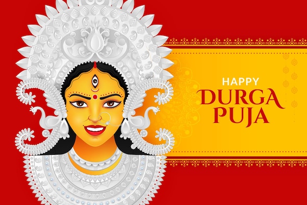 Face of Goddess Durga Happy, Durga Puja festival Dussehra and Navratri