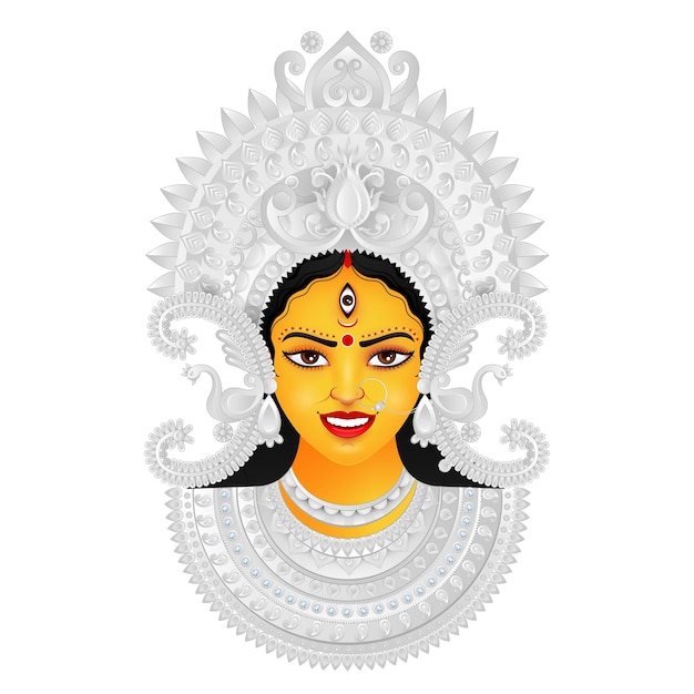 Face of Goddess Durga Happy, Durga Puja festival Dussehra and Navratri