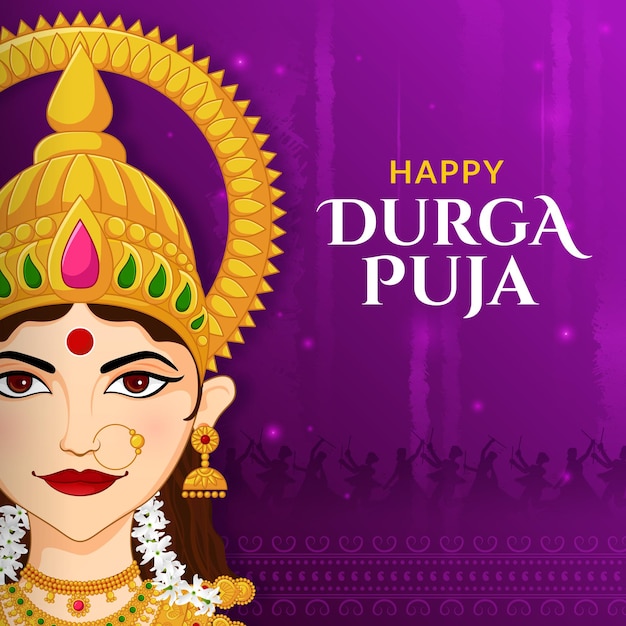 Face of Goddess Durga Shubh Navratri festival Happy Dussehra and Durga Puja