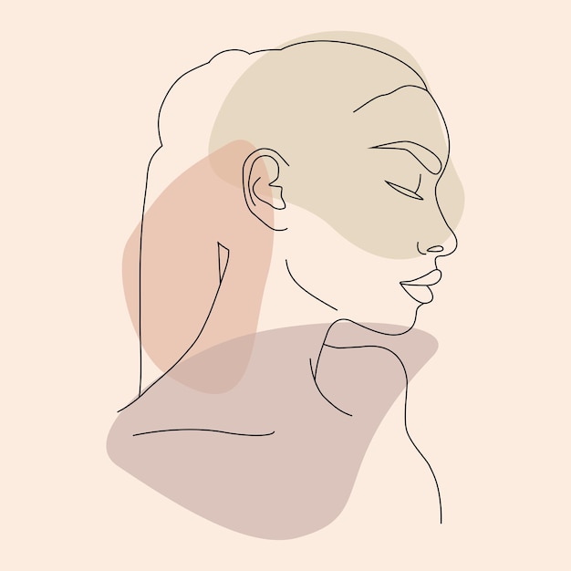 The face is a line Abstract minimalistic female face icon logo Profile