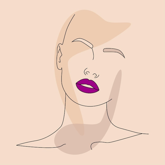 The face is a line Abstract minimalistic female face icon logo