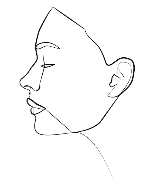 The face is one line Boho girl A woman's face Portrait of minimalism