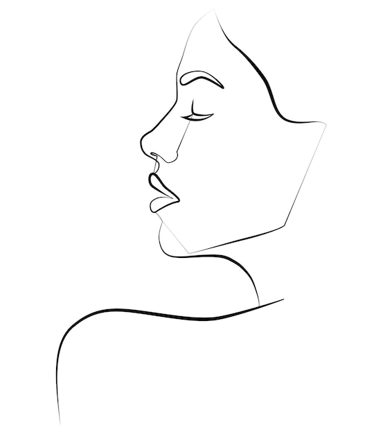 The face is one line Boho girl A woman's face Portrait of minimalism