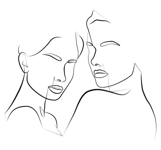 The face is one line Boho girl A woman's face Portrait of minimalism