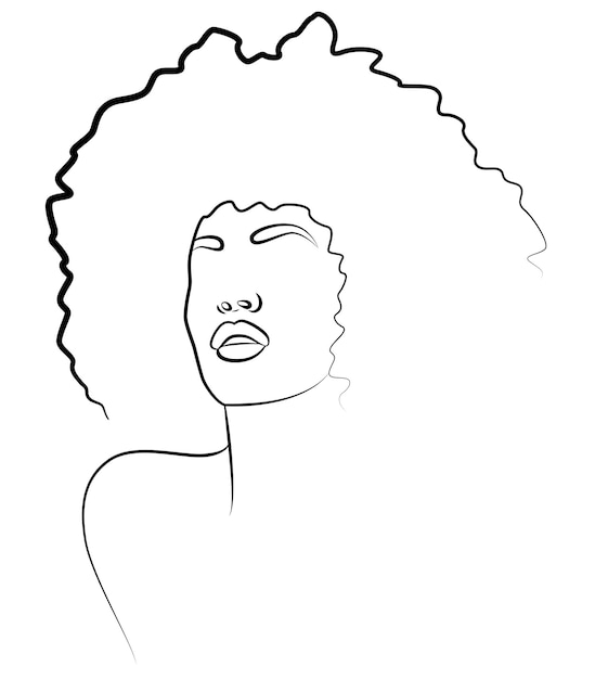 The face is one line Portrait of a beautiful African woman