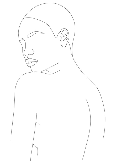 The face is one line Portrait of a girl Vector flat illustration