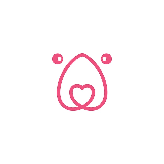 Face line bear with love logo symbol icon vector graphic design illustration idea creative