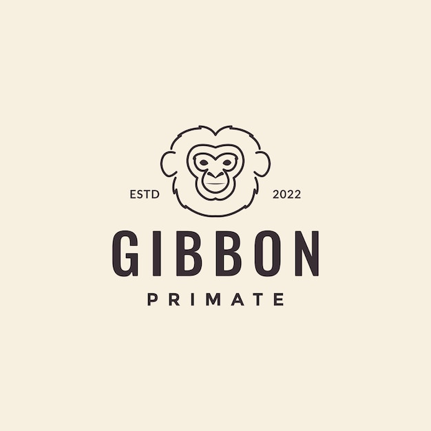 Face line gibbon hipster logo