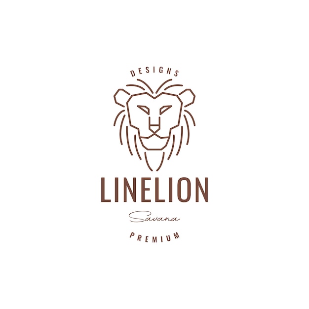 Face lion line art hipster logo design