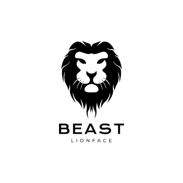 Face lion long mane logo design