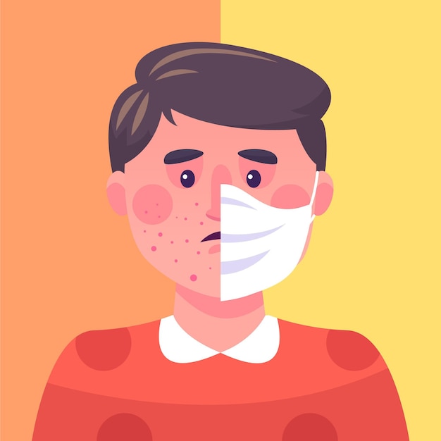 Face mask on and off illustration