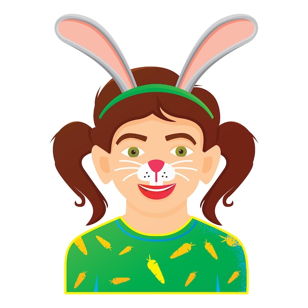 Face Painting Icon with Girl with Rabbit Painting Isolated on White Background