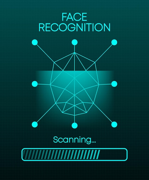 Face Recognition Futuristic computer technology Smart identification system Face ID Biometric
