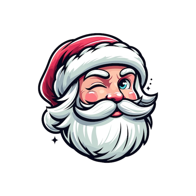 a face of a santa claus with a beard and mustache Santa Claus winking playfully