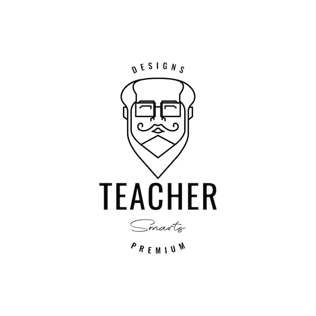 Face smile teacher beard logo design