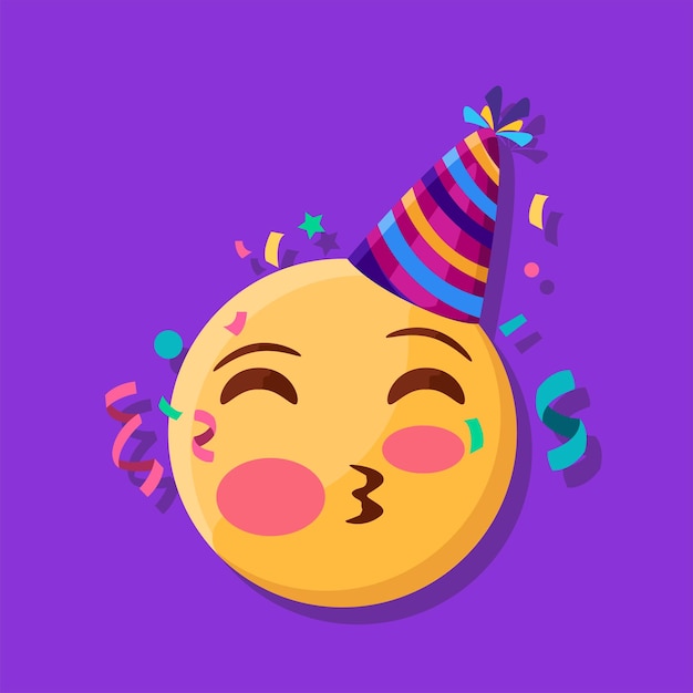 Vector face with party cap emojie